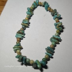 vintage Bead Tibetan Turquoise Inlay Silver Graduated 16″ Choker Necklace