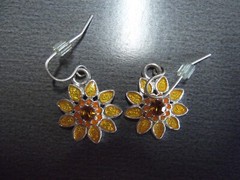 1 Pair Old .75″in Metal Yellow Sunflower Sparkly Dangle Earrings