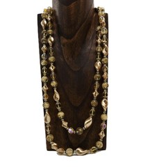 Vendome Necklace Topaz AB Champagne Crystal Long Strand Vintage Faceted 56 in