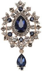 Vintage Teardrop Crystal Brooch Pin with Teardrop Pendant Elegant Rhinestone Des