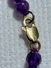 Vintage 4mm Faceted Amethyst Bead Necklace 14k Lobster Claw Clasp 18” Sparkles