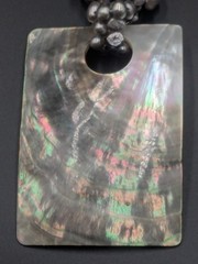 Freshwater Black River Pearls Necklace-Abalone, Mother-of-pearl Pendant