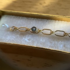 Vintage Marathon 12k Gold Filled Bracelet Faceted Blue Topaz Rhinestones 6”