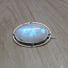 Natural Moonstone 925 Sterling Silver Brooch, Scarf Pin , Brooches For Women