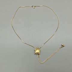 Vintage Avon Necklace Womens Gold Tone Turtle Pendant Adjustable Slide Bolo 24″