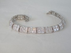 Vera Wang Sterling Silver 925 2 Row CZ Tennis Bracelet Fits 7.5″