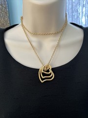 Avon Triple Heart Pendant Gold Tone 30″ Chain Necklace Graduated Open Hearts