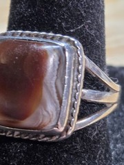 Vintage Sterling Silver Banded Agate Sardonyx Southwestern Artisan Ring Size 7