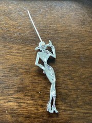 Vintage Signed AJC Fashionably Dressed Woman Silver Tone Pin Art Deco Fashion