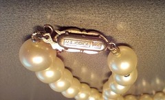 18″ Vintage Signed Majorica Faux 9mm Pearl Necklace 800 Silver Latch Knotted