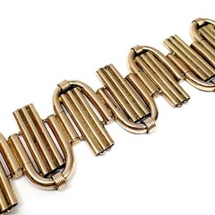 Vtg Signed KOLLMAR & JOURDAN MACHINE AGE BRACELET 1930s Art Deco Rolled Gold