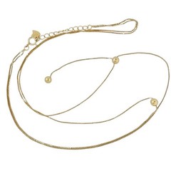 Vintage Gold-Tone Sterling Silver 925 Layered Lariat Bead Necklace 14″-15.5″