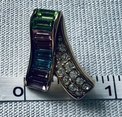 Vintage Swarovski Swan Signed Pastel Crystal Baguette Post Earrings