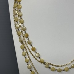 VTG Flapper Necklace Champagne Acrylic Beads Gold Tone Chain Double Strand 50″