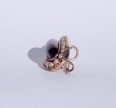 Pretty Antique Victorian 10K Gold Foiled Garnet Cabochon Pearl Pendant Pin 1886