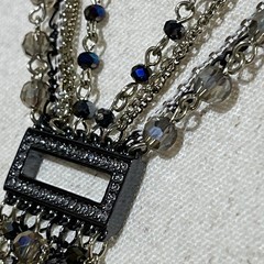 Art Deco 6-Strand Lariat Smoky Quartz Faceted Crystal Necklace w/AB; Dramatic!