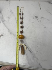 Vintage Bakelite Millefiori African Trade Bead Necklace Horn Bone Pendant