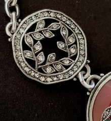 LUCKY BRAND Vintage Necklace Pewtertoned Metal with Semi-precious Stone Accents