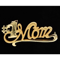 AJC Vintage #1 Mom Pin Brooch Brushed Gold Mother’s Day Signed NOS 1980s Bin4