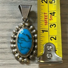 Vintage Taxco TD-29 Sterling Silver 1.75 Pendant Dyed Howlite Mexico Bubble Rope