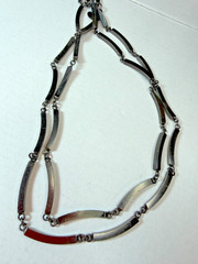 Vintage Necklace Les Bernard Bar Link Black Gray Metal Signed 36 in H1