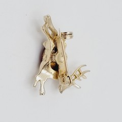 Vintage Red Rhinestone Reindeer Christmas Holiday Rudolph Brooch Pin Tiny 1 inch