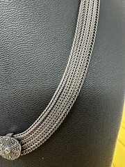 Sterling Silver 4 Stranded Marcasite Herringbone Chain Choker Necklace 56g 18 In