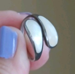 Vintage Sterling Silver Mother Of Pearl Inlay Adjustable Ring 5.5-8
