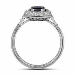 Antique Art Deco Vintage Emerald Cut Sapphire & Lab Created 925 Silver GiftRing