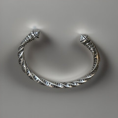 55. Vintage 925 Sterling Trinidad Cone end Twist Cuff bracelet 30.4g. 6 3/4′