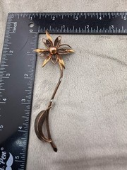 Vintage Copper Flower Brooch READ
