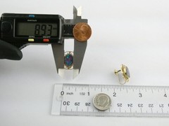 Antique ARA Art Deco 9k Yellow Gold Opal Doublet Screwback Earrings 4.3g .75 In