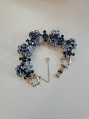 Vtg Juliana 5 Link Bracelet D&E Royal & Baby Blue Rhinestone Silver Tone Safety