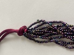 Vintage Multi-Strand Purple Peacock Seed Bead Choker Necklace Matching Earrings