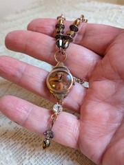 Handmade Vintage Benrus Rose Gold Tone Watch Choker Necklace with Vintage Band