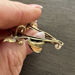 Antique Art Nouveau Seed Pearl Gold Filled Sash Pin Brooch Vine Wreath