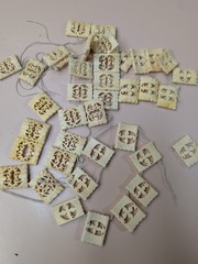 Vtg Mixed Lot Carved Bovine Bone Jewelry Lot Of 40 Tiles Crafts Handcarved Bead