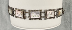 Vintage 800 Silver Carved Mother Of Pearl Bracelet Storyteller Roman Gods READ
