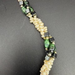 Elegant Vintage-Style Twisted Pearl – Gemstone Statement Necklace 19 Inches