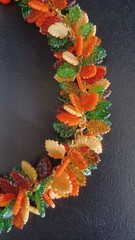 1960s Lucite Leaf Fringe Necklace Made in Hong Kong fall colors choker necklace