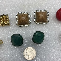 (9 Pairs) Vintage Unmarked Clip On Earrings Gold & Silver Tone (#1014)