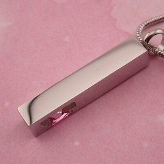 VTG 1990’s Silver Tone Stainless Steel Snuff Screw Top Pink Crystal 21″ Necklace