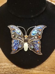 1992 MMA Cleo Butterfly Brooch Enamel Figural Pin Marked MMA Cleo