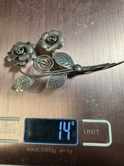2 VTG Sterling Silver Flower Brooches. One W/ 12k Gold Filled And Glass Crystals