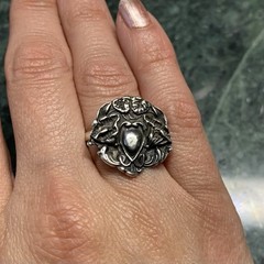 Art Nouveau Brooch Repurposed Into Ring Sterling Silver Size 8 Poppy