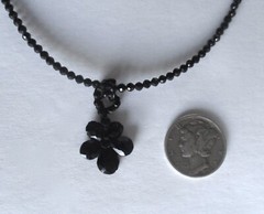 Antique Vauxhall Glass Flower With Vintage Spinel Bead Adjustable Necklace