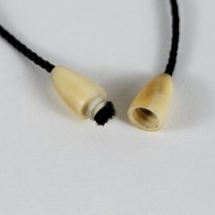 Vtg. Art Deco Carved Hummingbird Flower Pendant Necklace 29 In Cream Celluloid