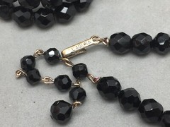 Laguna Jet Black Faceted Glass Bead Necklace Set Bracelet Rhinestone Brooch Pin