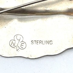 Vintage Stuart Nye Matte Finish Sterling Silver Leaf Brooch