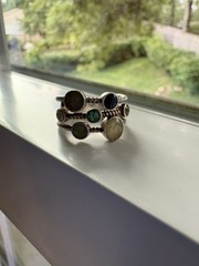 Dune Jewelry Rope Design Sterling Silver 925 Layered Multi Stone Wide Ring Sz 6